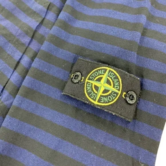 Stone Island S/S 2008 Blue/Black Striped Hooded Sweatshirt Size XL - Picture 5 of 8